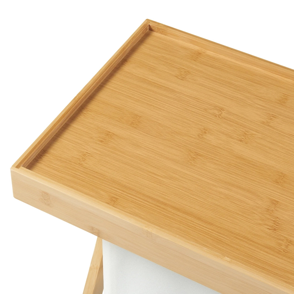 Tavolo da picnic in bambù e poliestere 53 x 48 x 32 cm crema naturale e nero 03_0011043