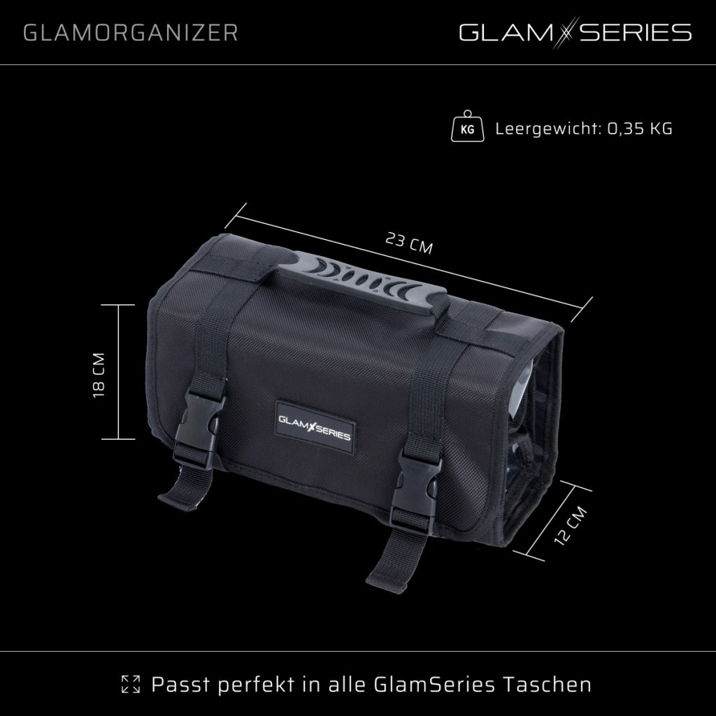 GlamSeries GlamOrganizer Organizer trucco 230 x 120 x 180 mm arrotolabile, beauty case con 4 astucci trasparenti