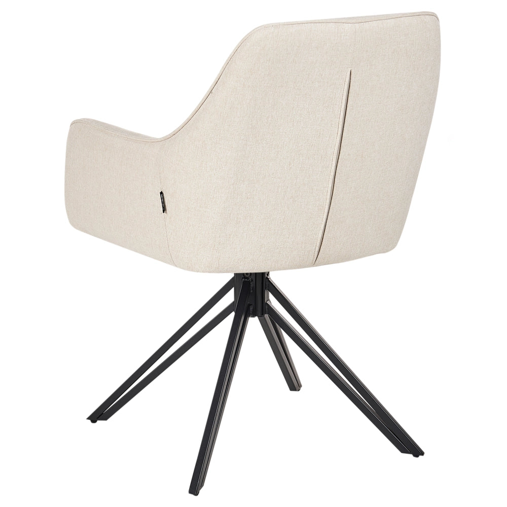 Set di 2 Sedute imbottite in tessuto beige gambe in metallo girevoli in stile retrò
