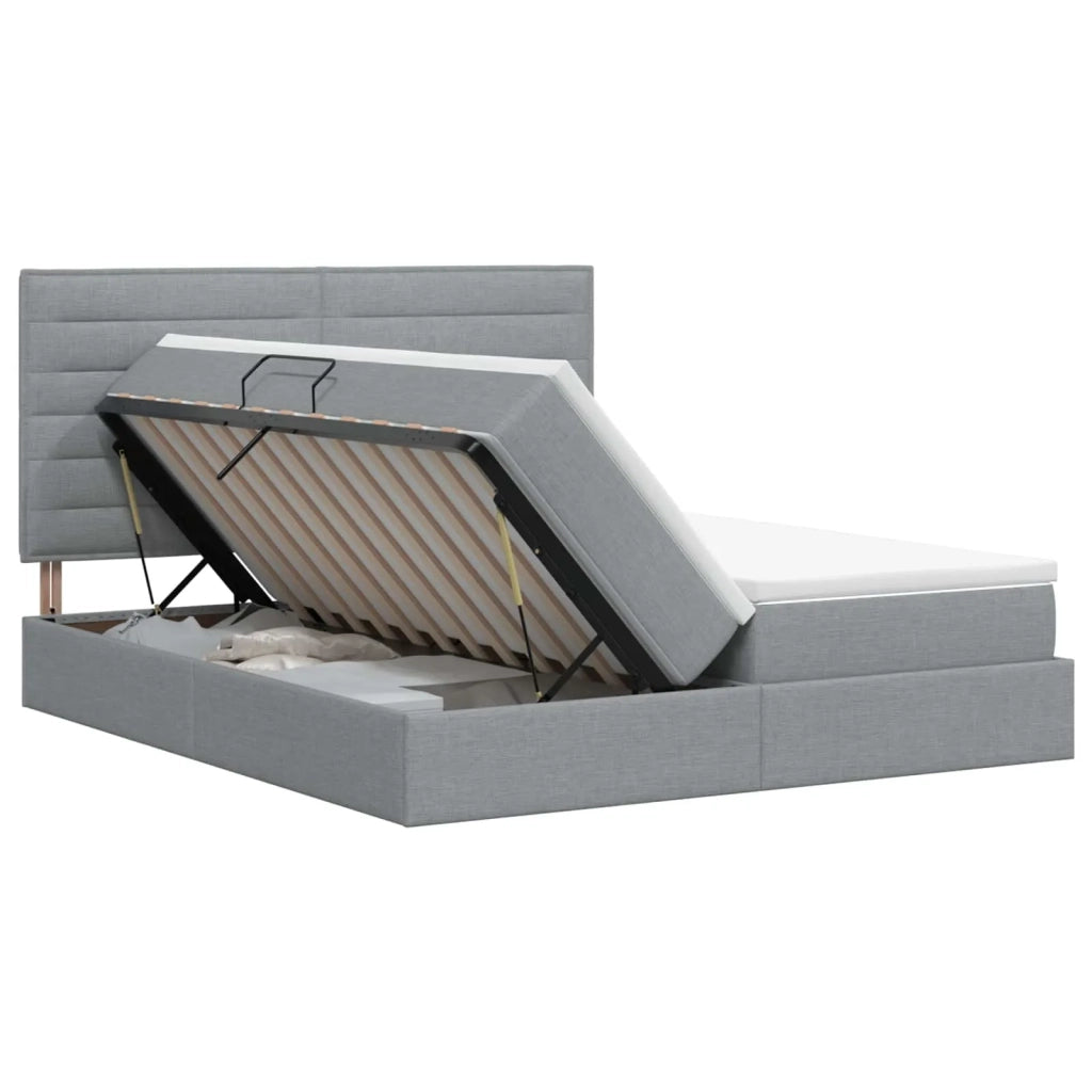 Letto con Contenitore Grigio Chiaro 200 x 200 cm Tessuto 3459783