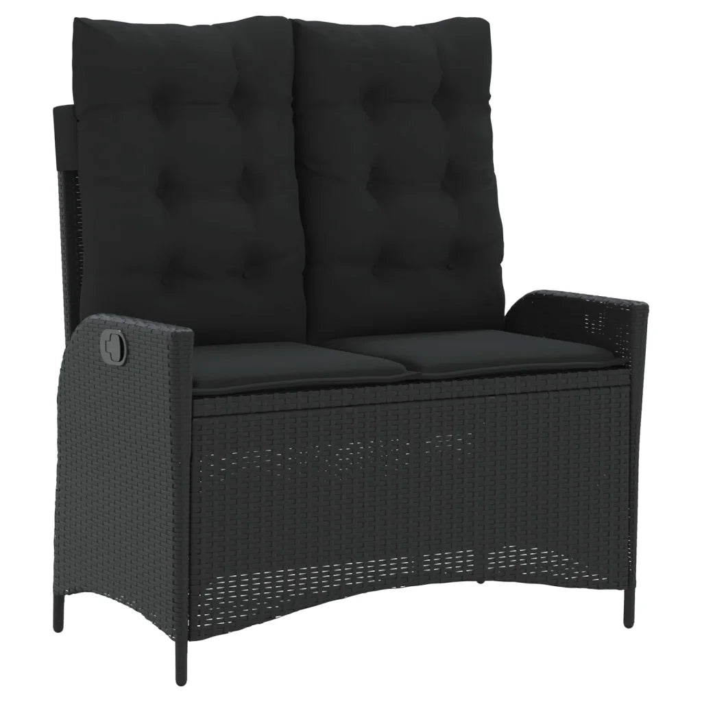 Set da Pranzo da Giardino 2 pz con Cuscini Nero in Polyrattan 3277454