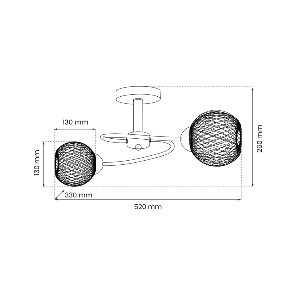 Plafoniera Oakland cromata vetro 2xGU10 60W Milagro