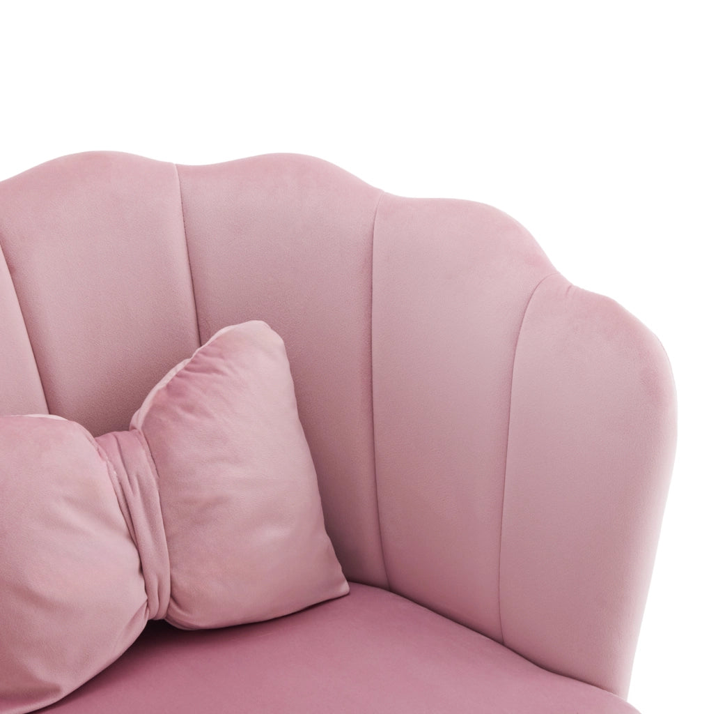 Set di 2 sedie imbottite in velluto rosa con schienale a petalo e gambe in metallo dorato