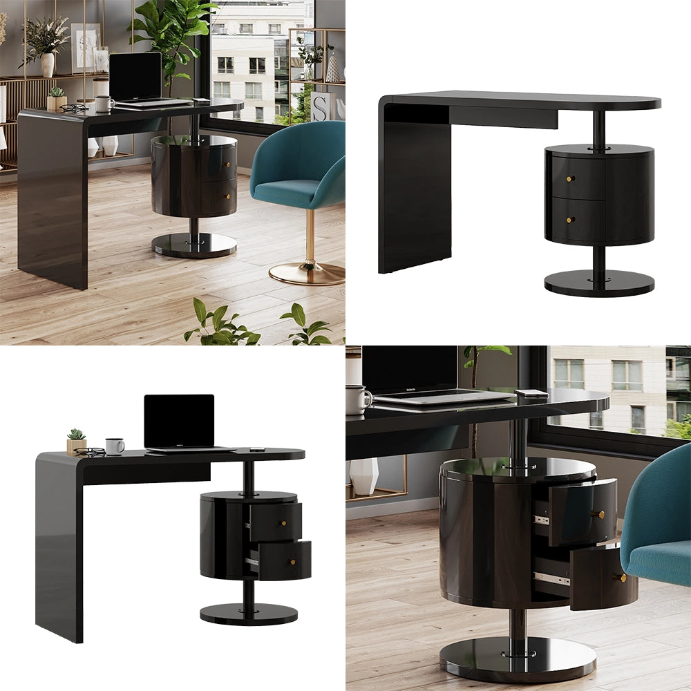 Vicco Scrivania Nero lucido 120 x 50 cm con 2 conducenti