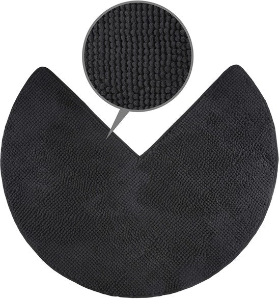 Pavimento in chenille per docce angolari con fondo antiscivolo (Rond | Dimensioni interne 45 x 45 cm, Antracite)