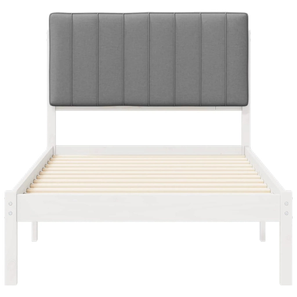 Letto con Testiera Rivestita Bianco e grigio chiaro 90 x 200 cm 878078
