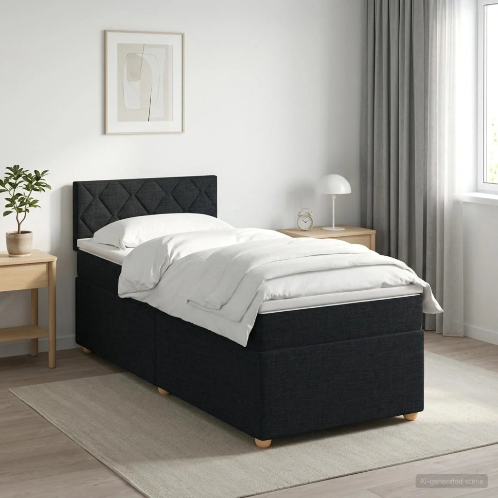 Letto box spring con materasso Nero 80 x 200 cm Tessuto 3450834