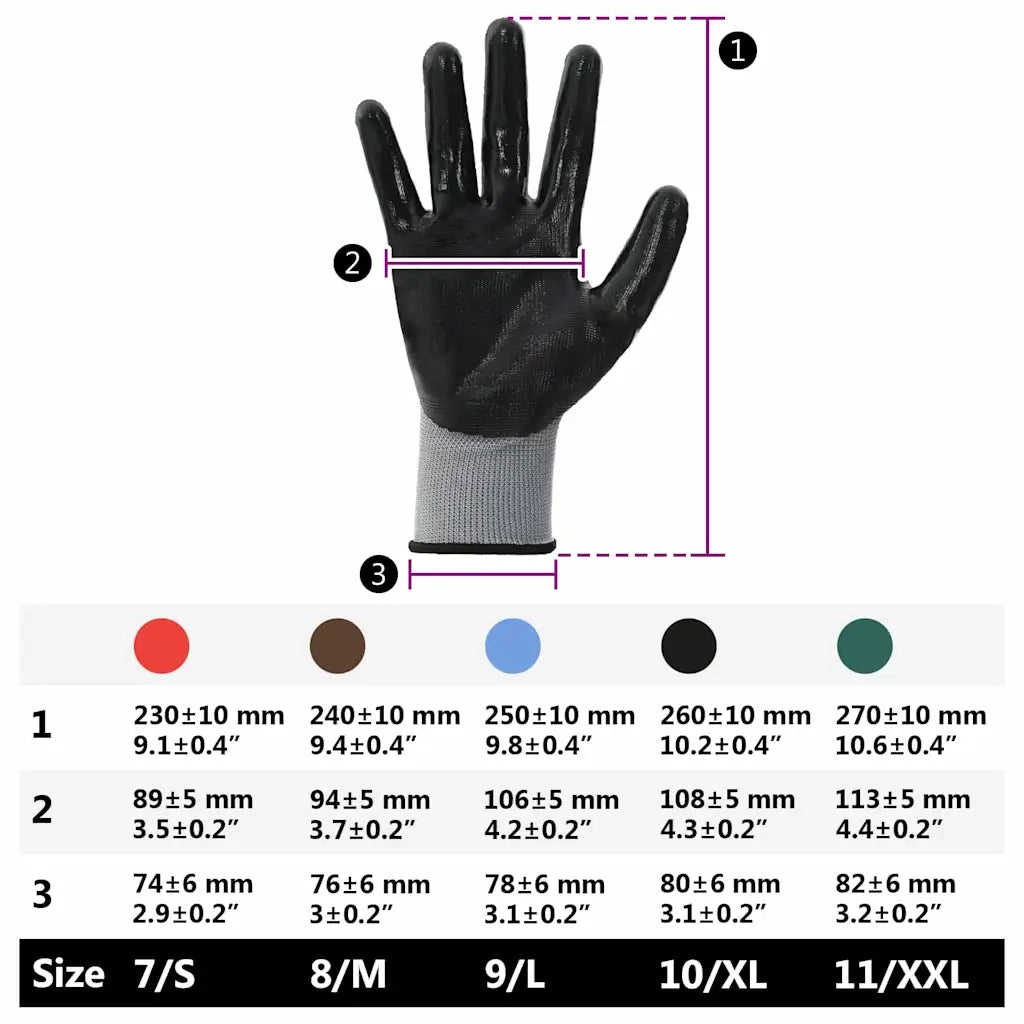 Guanti da Lavoro 12 pz Grigio e Nero 10 / xl Poliestere CFW8091234