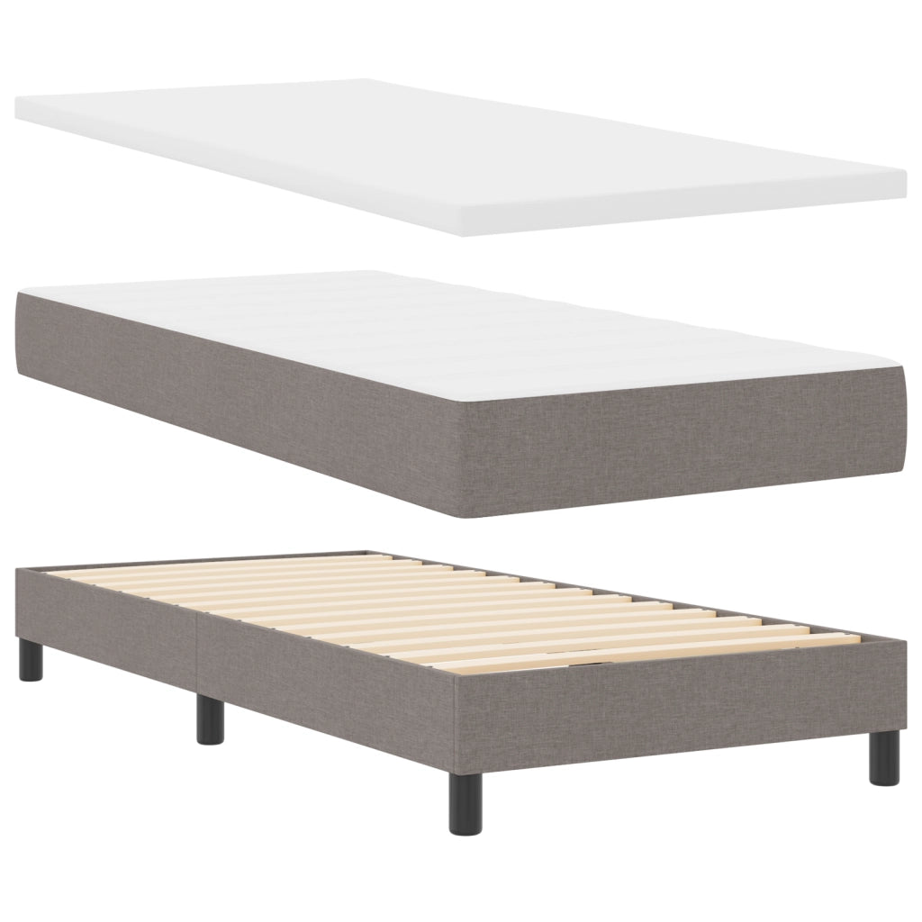 Letto con box spring  e materasso tortora 100x200 cm in tessuto