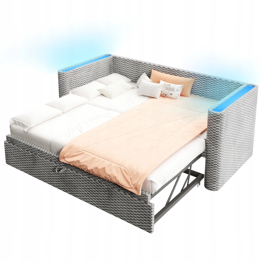 Letto singolo Xylo 90x200 cm, letto matrimoniale Xylo 180x200 cm, grigio, vellutato
