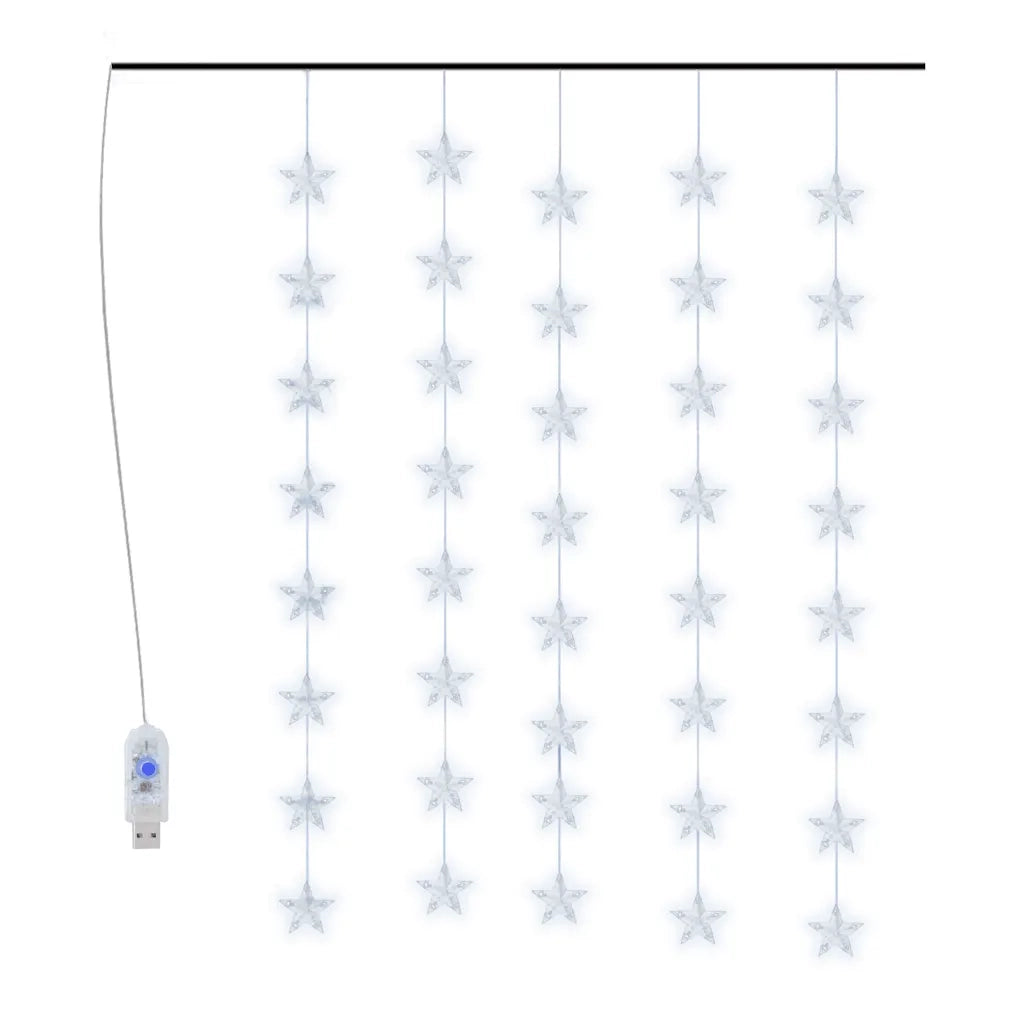 Luci Fatate a Stella a LED 200 LED Bianco Freddo 8 Funzioni 328803
