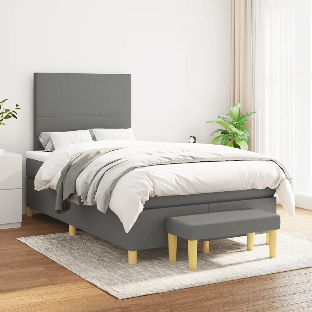 Giroletto a Molle con Materasso Grigio Scuro 120x190cm Tessuto 3270391