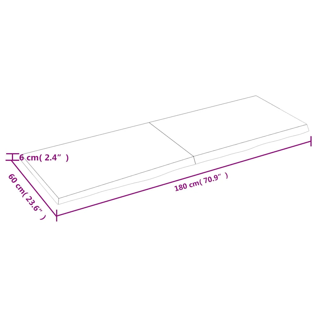 Piano Tavolo Marrone 180x60x(2-6) cm Rovere Massello Trattato