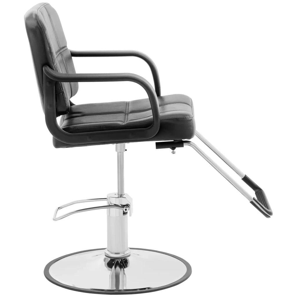 Poltrona da barbiere con poggiapiedi 64 cm 170 kg acciaio PU nero schiuma nera 14_0008941