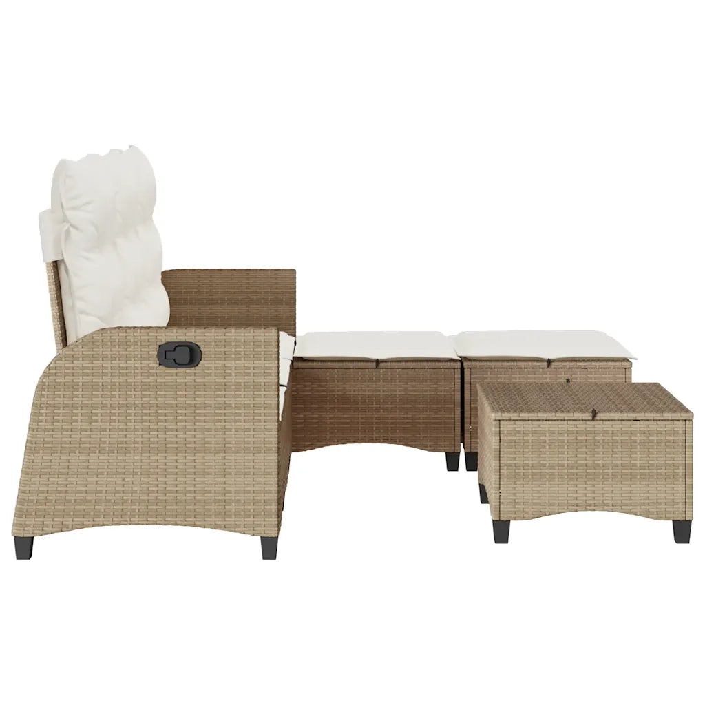Set Divano da Giardino 3 pz con Cuscini a L Beige in Polyrattan 3328642