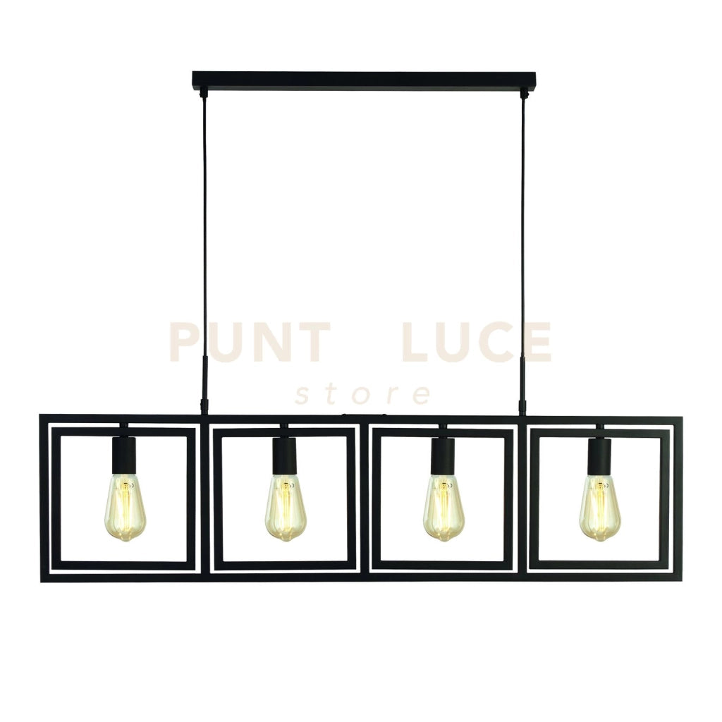 Lampada a sospensione Plaza 4Lt - Metallo nero opaco