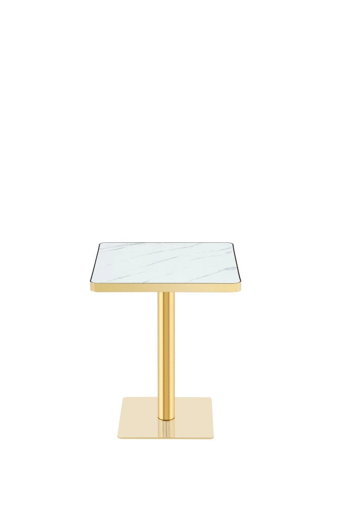 TAVOLO quadrato 60x60 cm effetto marmo bianco in MDF e metallo