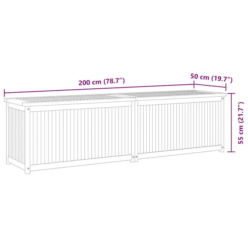 Cassa da Giardino 200x50x55 cm in Legno Massello di Teak 318735