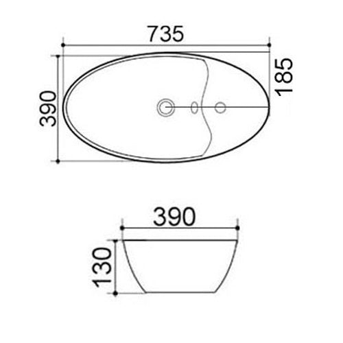 Lavabo appoggio 73.5x39 cm LA28 bianco
