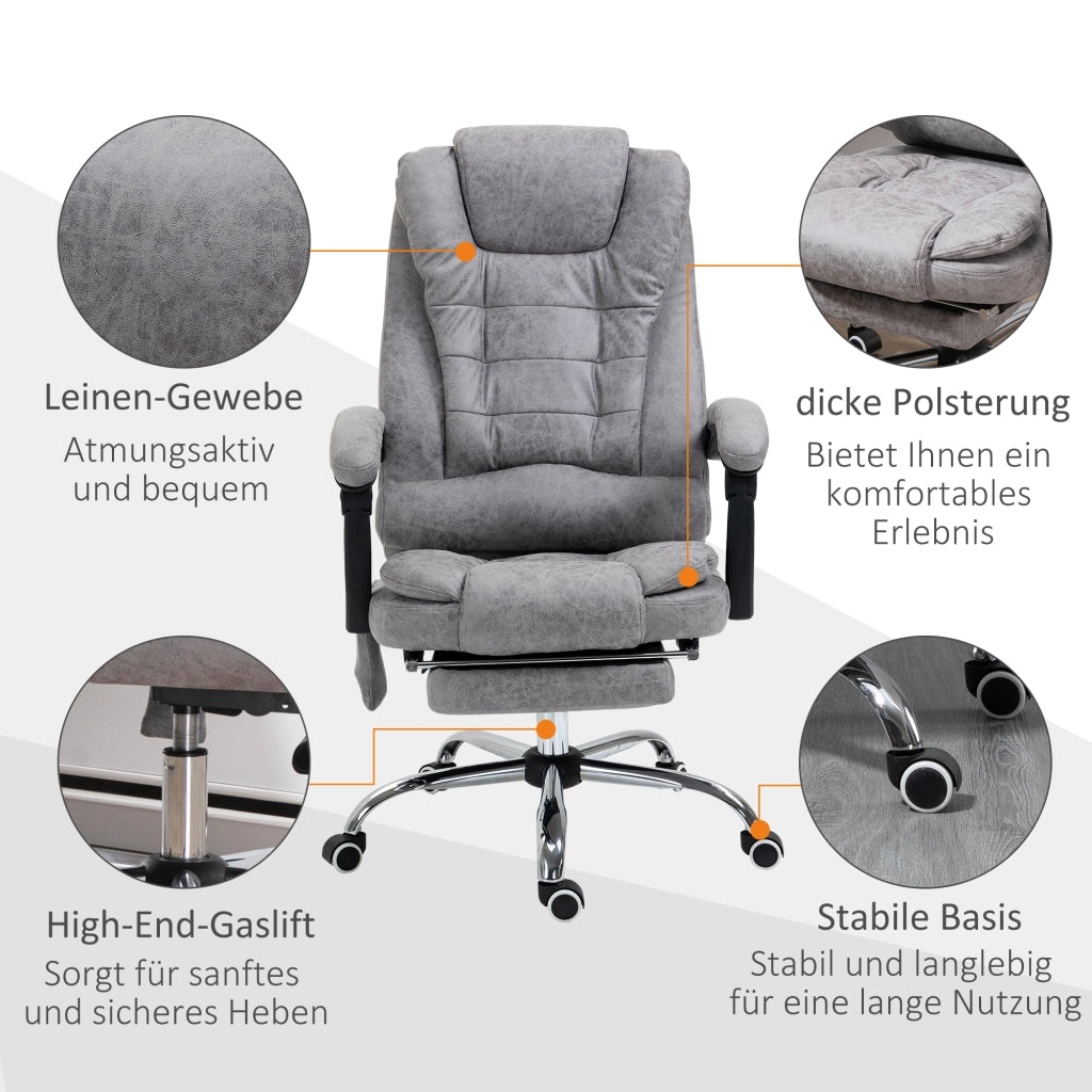Sedia da ufficio massaggiante reclinabile con poggiapiedi ¨C zephmum ¨C Grigio
