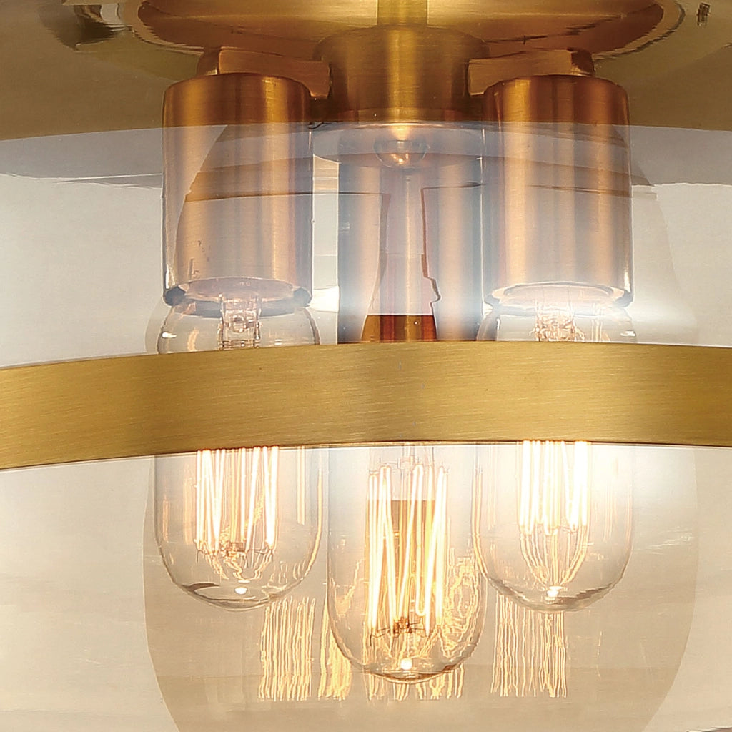 Plafoniera Nottingham oro vetro ambra Ø50 3xE27 Quintiesse