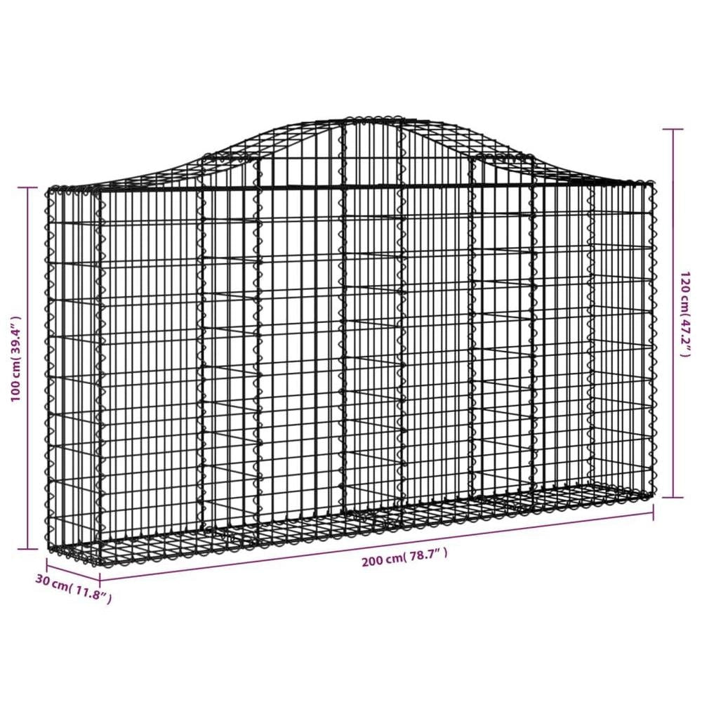 Gabion With High Arch 200x30x100/120 Cm Galvanized Iron