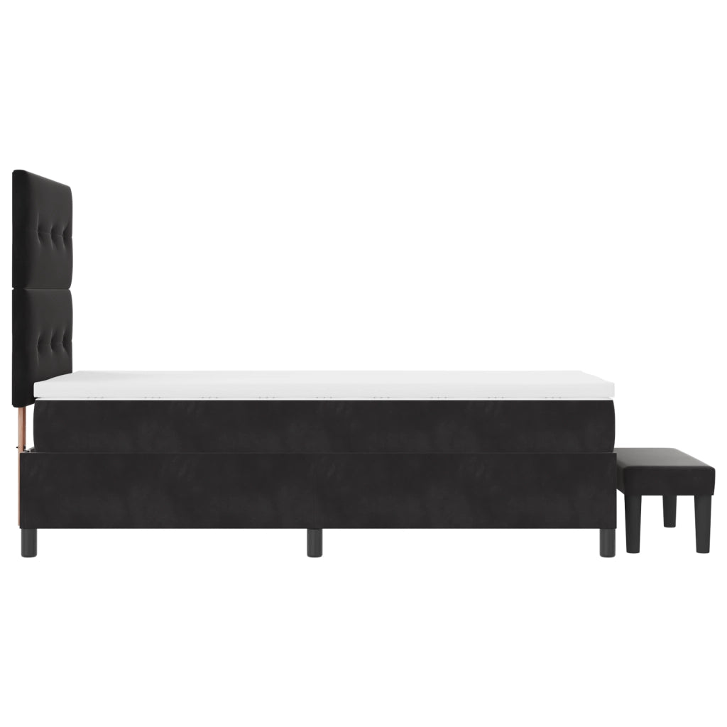 Letto con Rete a Molle con Materasso e Panchina Nero 90x190 cm Velluto