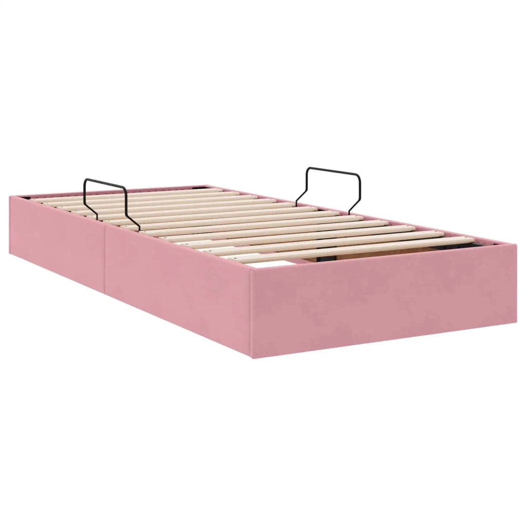 Letto ottomano con archiviazione Rosa 100 x 200 cm Velluto 3442867