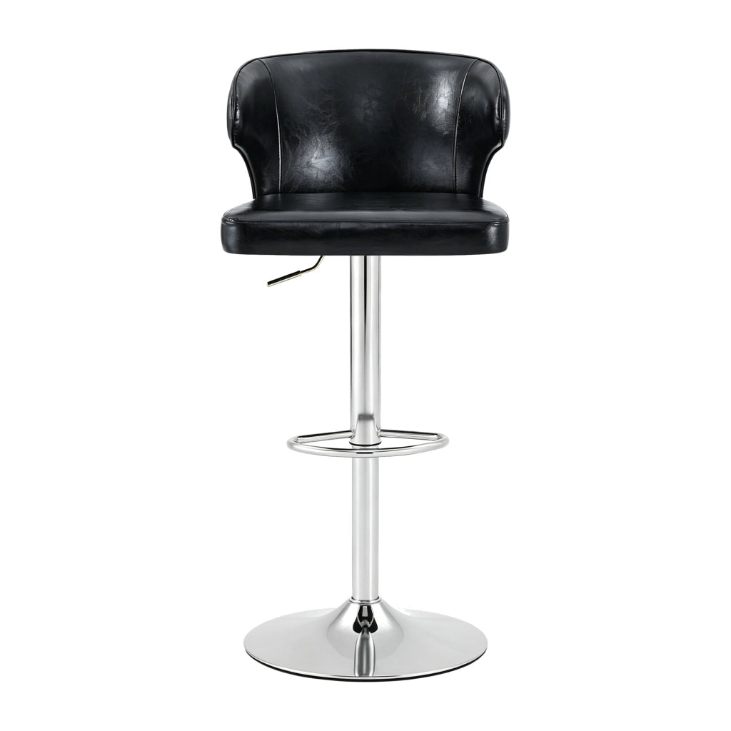 SGABELLO Bar con Schienale Regolabile Nero in PU Set da 2 pezzi