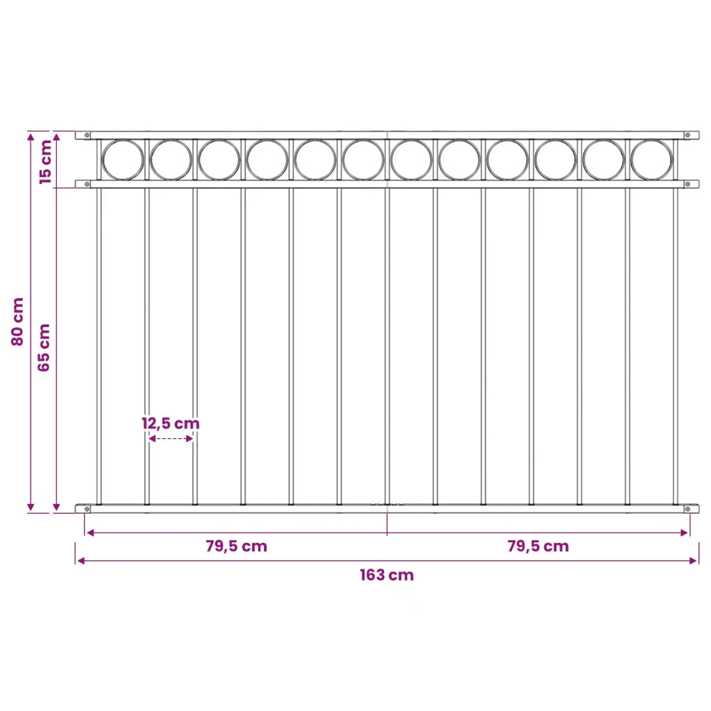 Elemento Recinzione ASSEN 170 x 80 cm Acciaio Grigio 42003912