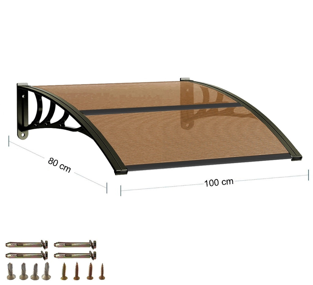 Pensilina Tettoia Modulare Tetto Copertura Porta Finestra Esterno Alveolare Fumé - 100x80 Cm