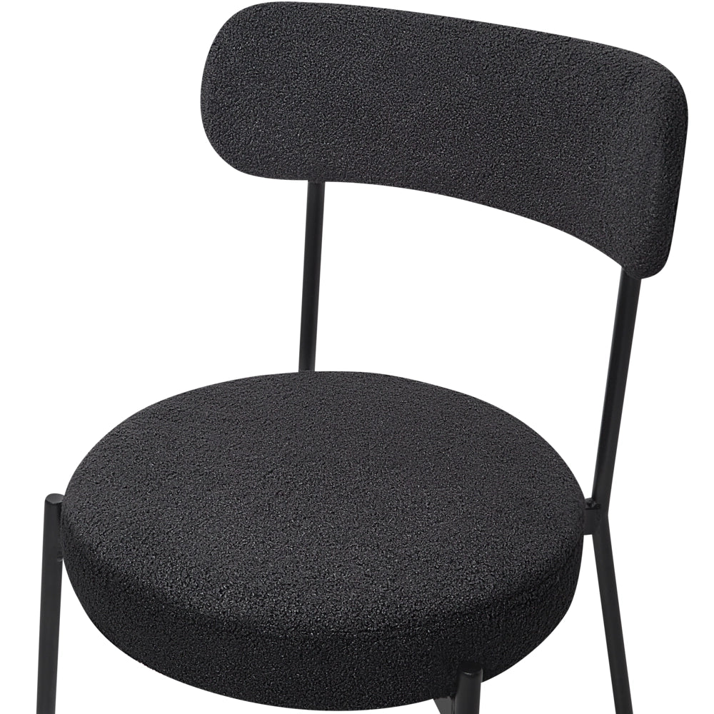 Set di 2 sedie per sala da pranzo Boucle nero Gambe in acciaio nero Sedute per sala da pranzo di design moderno