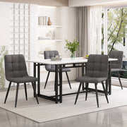 Tavolo da pranzo per 4 persone con 4 sedie in MDF e metallo, stile moderno, per cucina e soggiorno, grigio