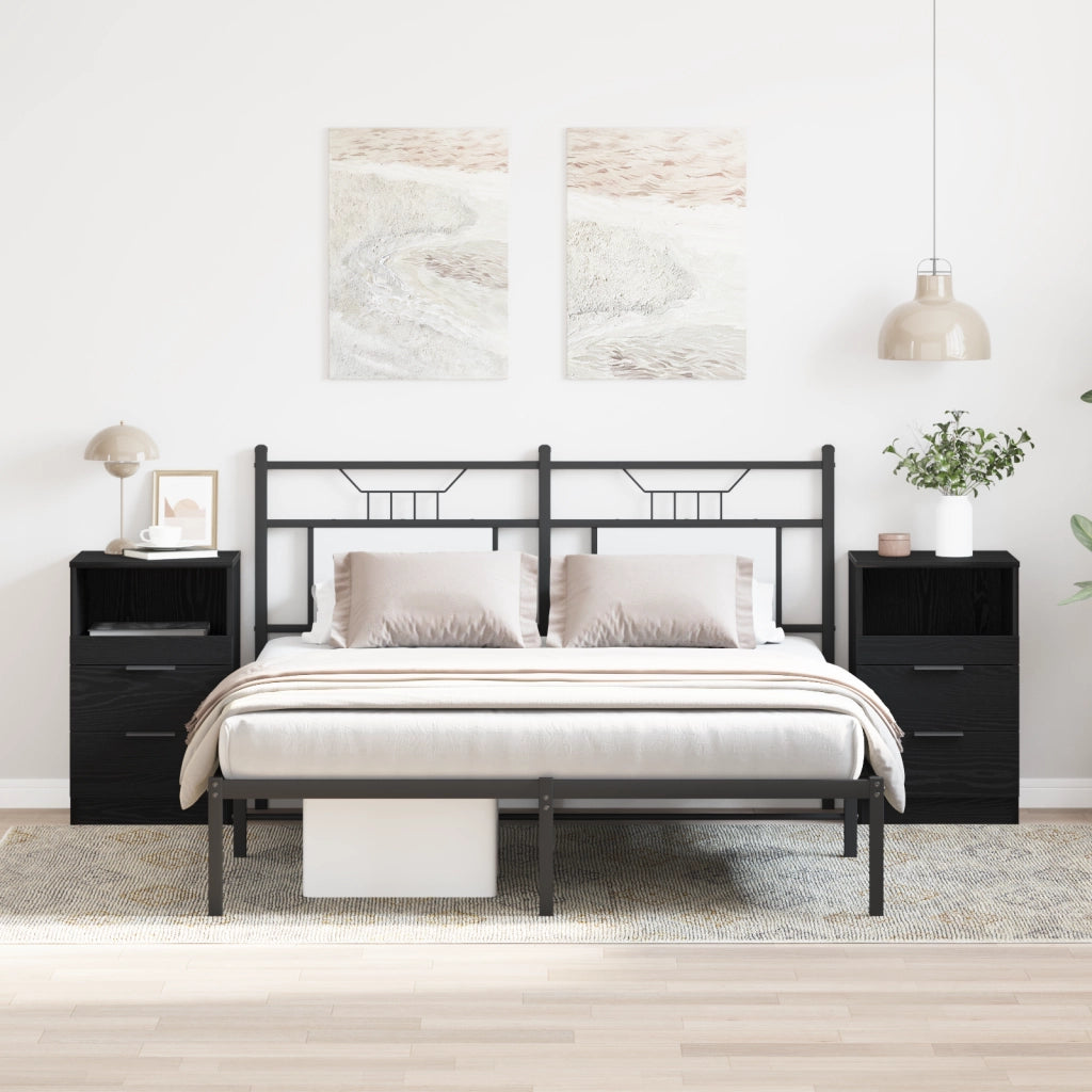 Comodini 2 pezzi Nero Rovere 40x35x65 cm Legno ingegnerizzato