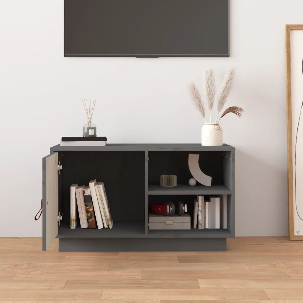 Mobile Porta TV-Mobile per TV-Credenza TV Grigio 70x34x40 cm in Legno Massello di Pino
