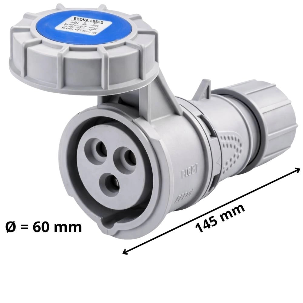 Presa industriale ecova 30532 16a 230v 2p+t ip67