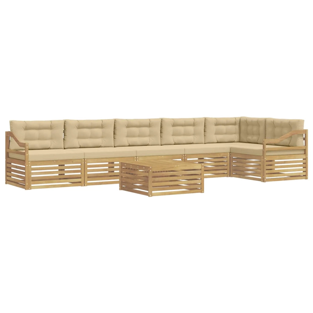 Set di divani da esterno 7 pz Bianco e Beige Poliestere 3390623