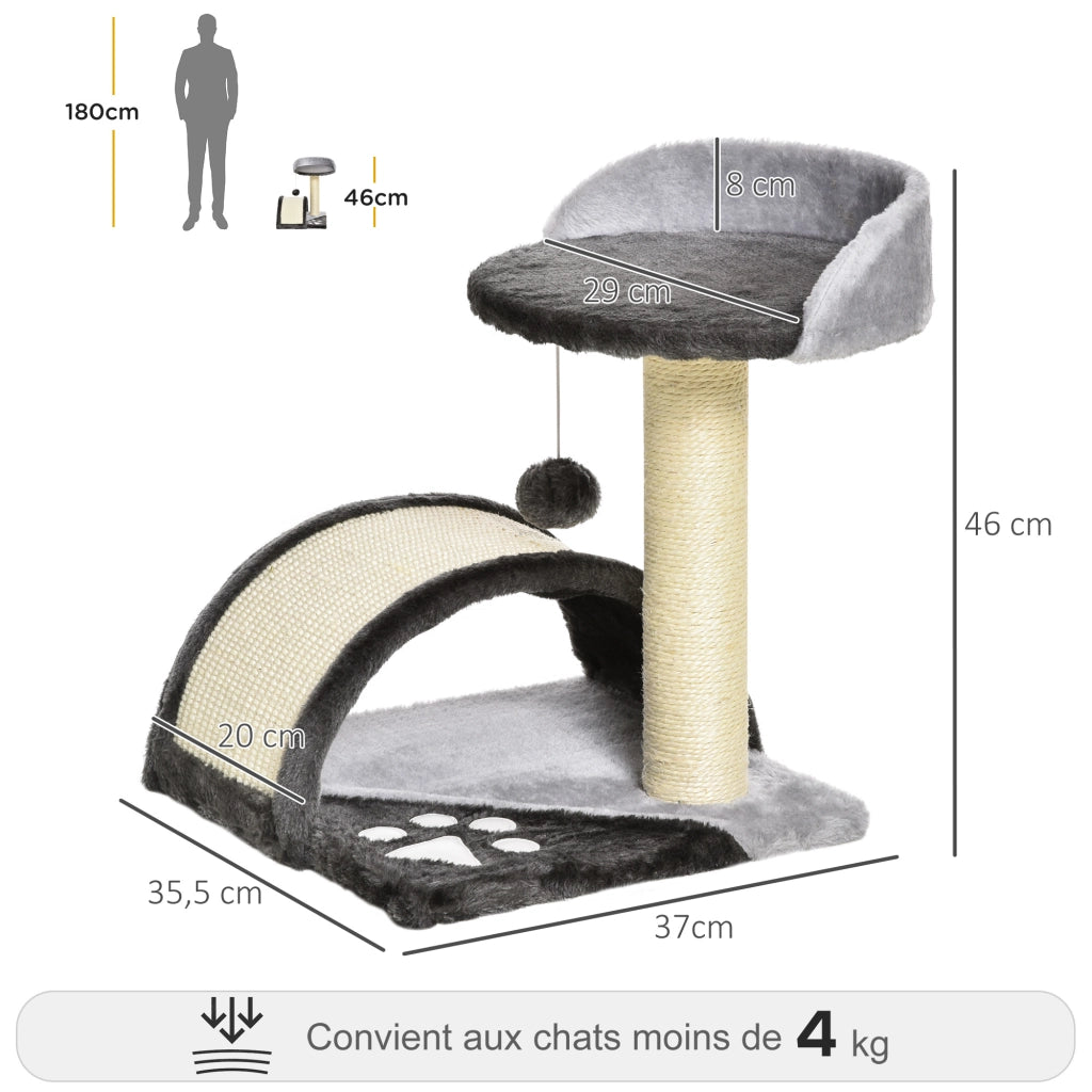 Arbre ¨¤ Chat con Piattaforma e Palla Sospesa ¨C zephmum ¨C Grigio Scuro in Sisal Naturale