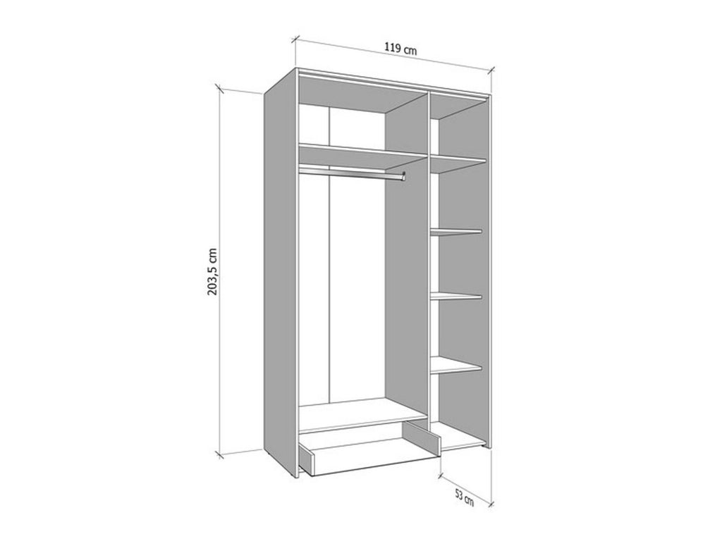 Armadio Camera da Letto Lavagnoo, Guardaroba 3 Ante Appendiabiti, 119x53 cm Marrone Rovere Nodi