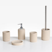 Set di 5 accessori in poliresina beige chiaro per il bagno stile elegante semplice