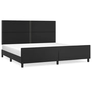 Letto matrimoniale | Letto per adulti | Giroletto con Testiera Nero 200x200 cm in Similpelle