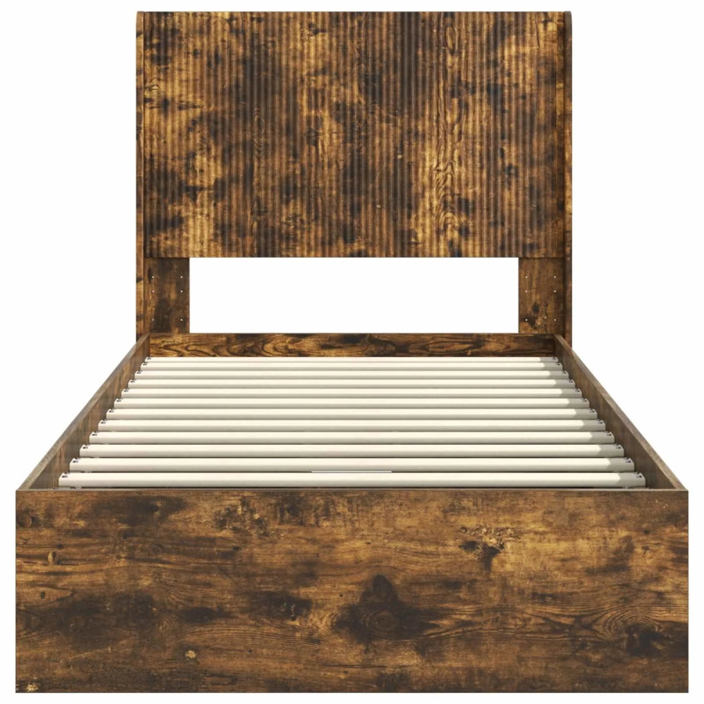 Struttura del letto con stoccaggio e testata Rovere Fumo