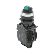 Selettore luminoso 24V AC/DC LED verde con 2 posizioni 1NO+1NC, 10A/600V AC, 1A/250V DC LA42 Breckner Germany