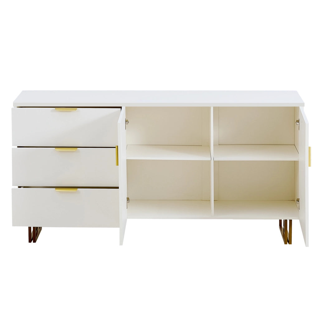 Credenza moderna bianca 160 cm con 2 ante e 3 cassetti