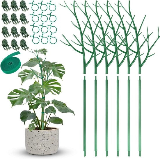 Set di sostegni per piante da 6 - palanche da giardino resistenti ai raggi UV - 12 clip per orchidee - 12 clip rotonde - 6 cinture per piante - sostegni per piante di rampicanti - sostegni per viti - sostegni per piante a forma semicircolare