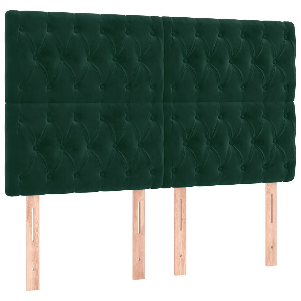 Testiera-Testata-Testiera Decorativa Verde Scuro 160x7x118/128 cm Velluto