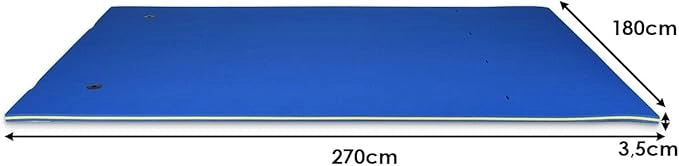 Tappeto Galleggiante per Piscina e Mare, 270 x 180 cm, Materassino Galleggiante in Schiuma per Rilassarsi e Divertirsi, Con Cuscino per la Testa (Blu 270 x 180 cm)