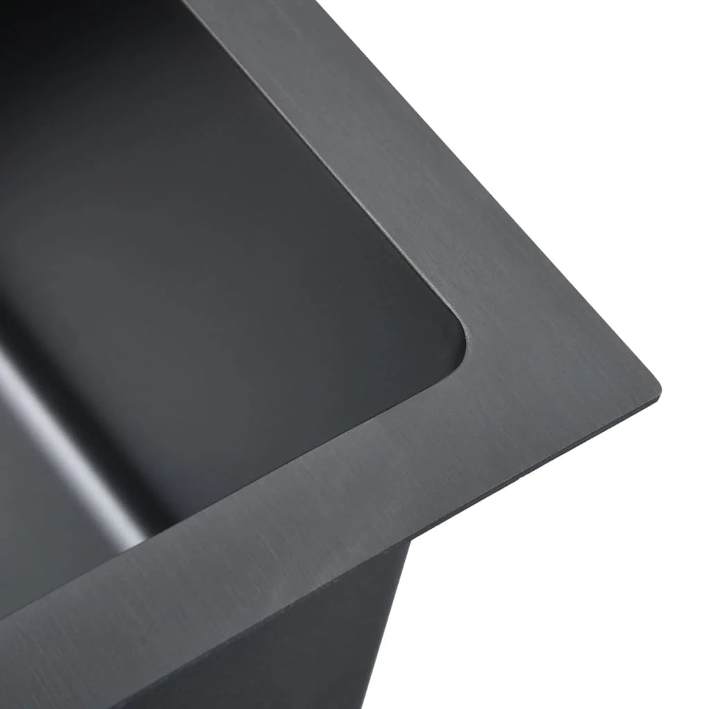 Lavello da cucina fatto a mano con filtro in acciaio inox nero 02_0002371