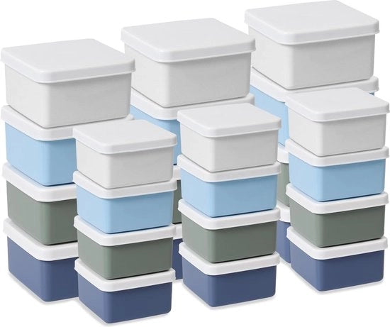 24 contenitori con coperchio, piccoli, 150 ml, 250 ml, contenitori per congelazione, scatola piccola, mini-dozze di approvvigionamento, contenitori per congelazione, plastica, BPA libero, adatto per microonde e congelatore