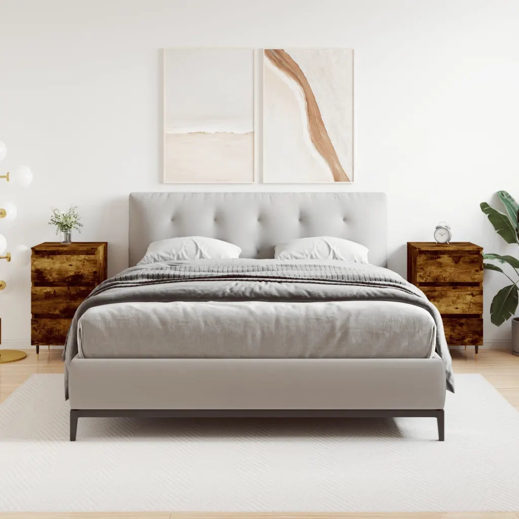 Set di 2 Comodini | Armadio da Notte | Mobiletto da notte Rovere Fumo 40x35x69 cm in Legno Multistrato